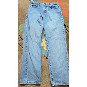 Vtg 90s Calvin‎ Klein Button Fly Lowrider Mom Jeans All Over Sandblast Sz 9